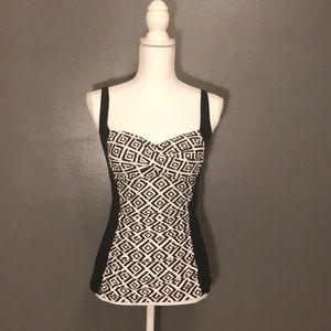 Black and white tankini